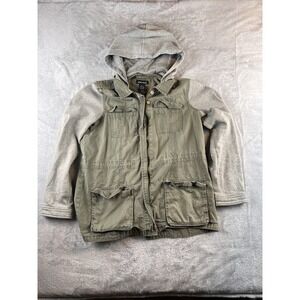 Wet Seal Hooded Cargo Jacket Womens L Olive Gray City